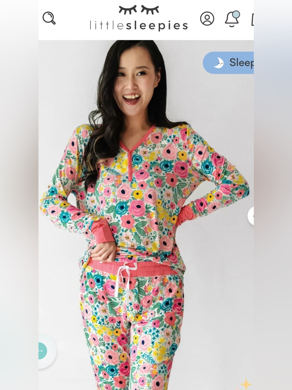 Little Sleepies Secret Garden Pink Floral Women's Pajamas Jogger Lounge Set S